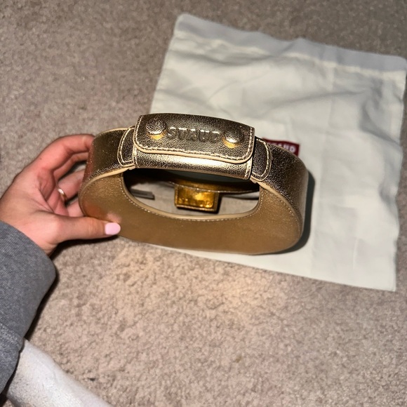 STAUD Mini Moon Gold Metallic Bag - Picture 4 of 5